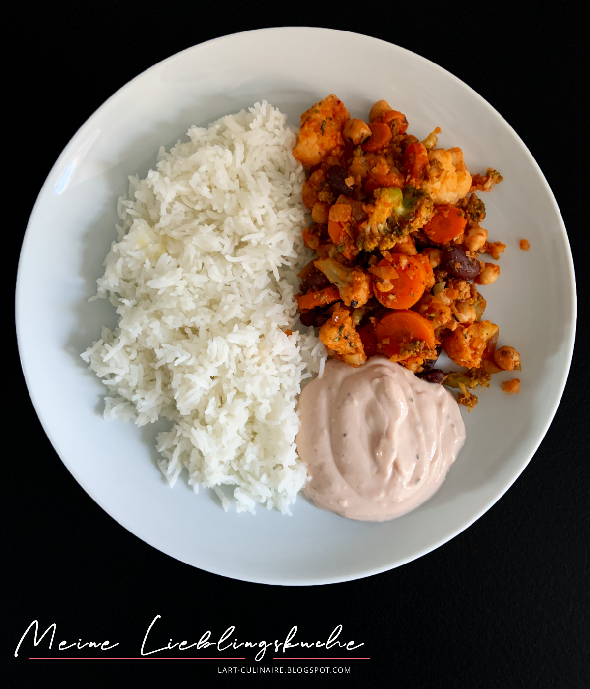 Reis mit Curry-Gemüse und Dip