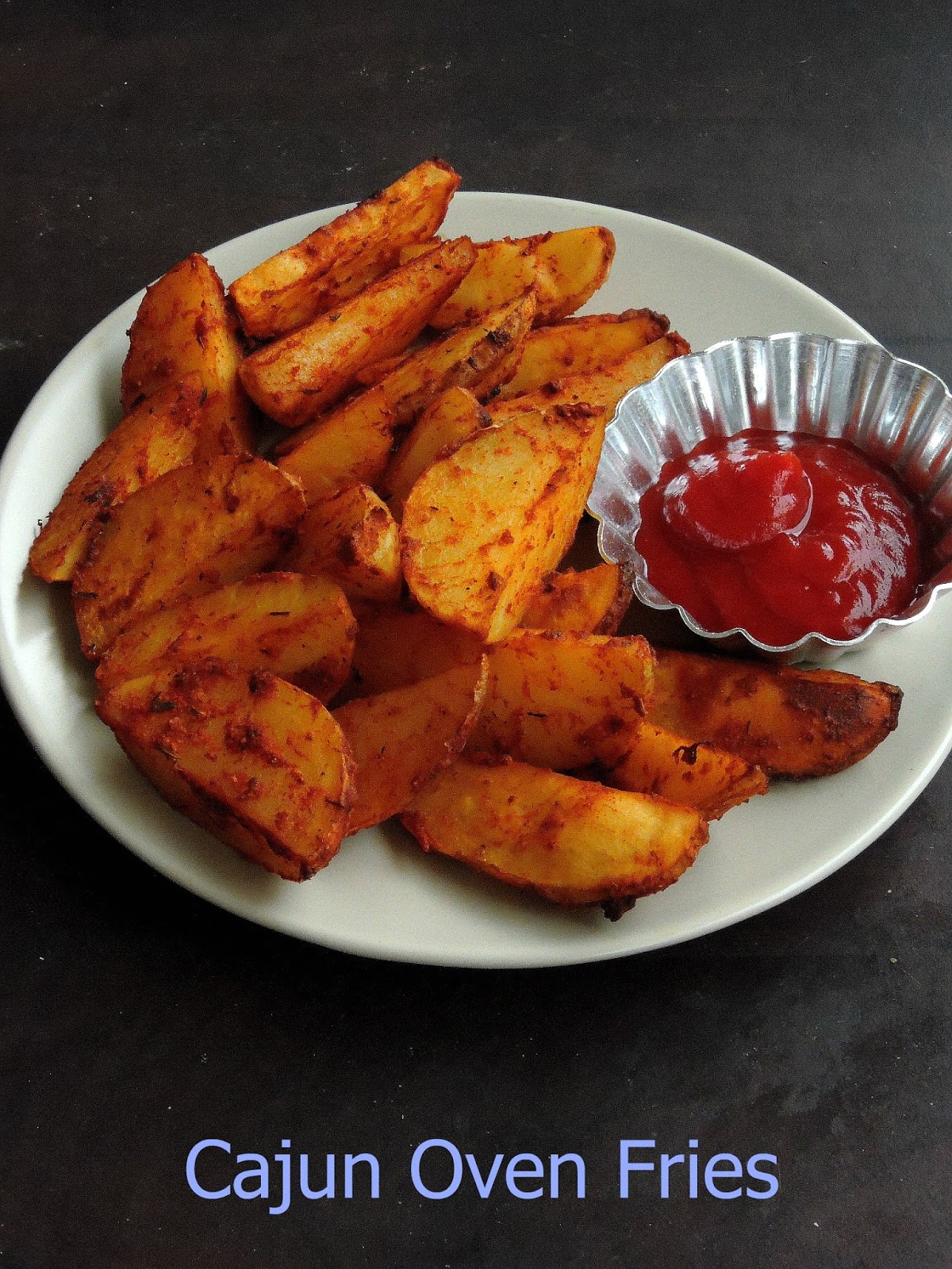 Priya's Versatile Recipes: Cajun Oven Fries/Cajun Baked Vegan Potato Wedges