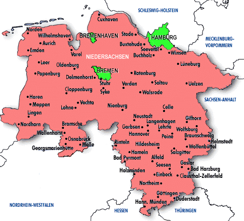 Deutschlandkarte blog: Niedersachsen Karte Regionen Bild