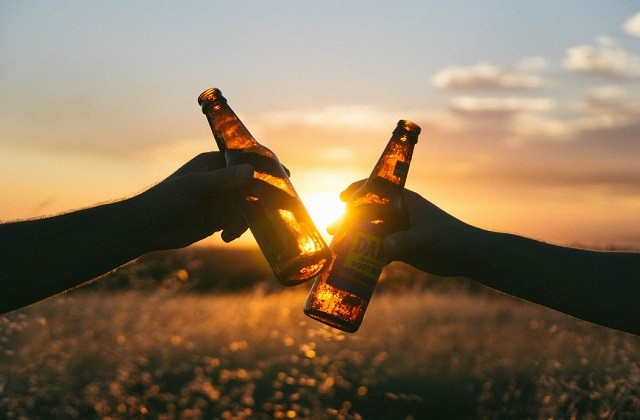 beer cheers sunset