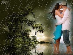 love couple image in rain