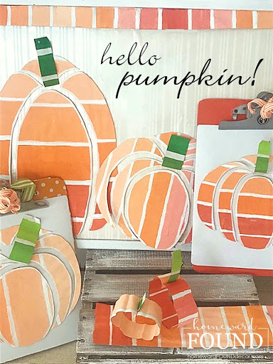 fall, fall decor, fall home decor, pumpkins, papercrafts, fall pumpkin decor, paint chip crafts, paint chip pumpkins, crafting, fall crafts, orange decor, diy, diy home decor, diy fall decor, Halloween decor