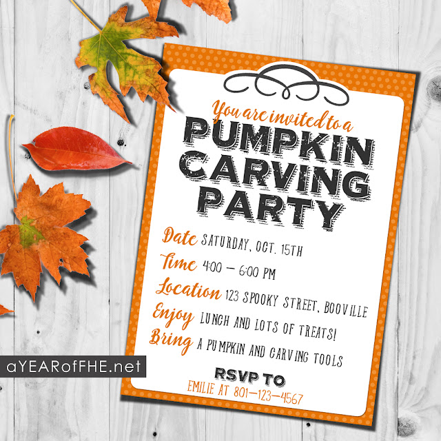 Free printable invite for a PUMPKIN CARVING PARTY. This is such an easy and fun tradition to start! #halloween #party #jackolantern