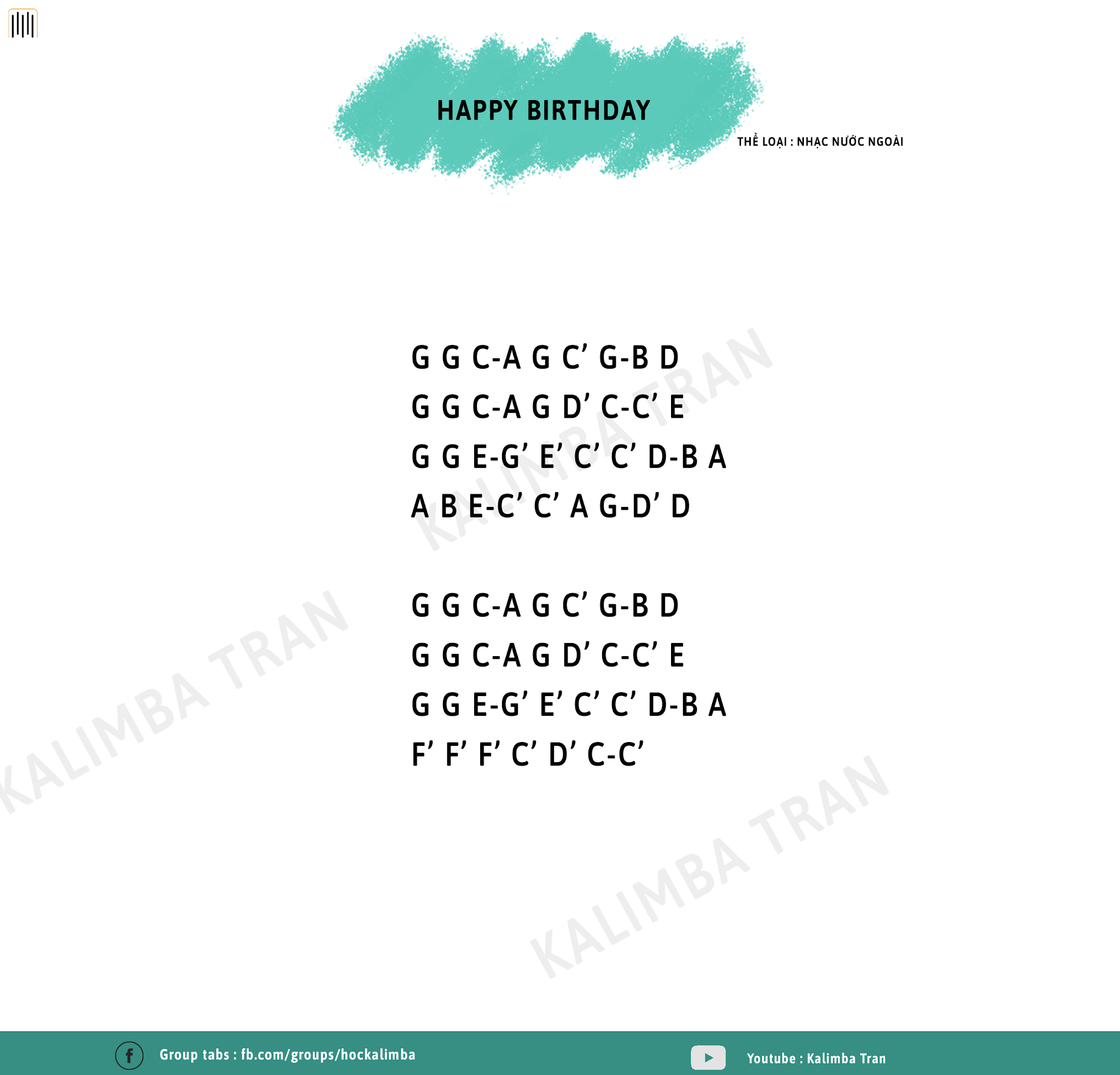 Piano sheet Happy Birthday  Hướng dẫn các nốt nhạc cho người mới