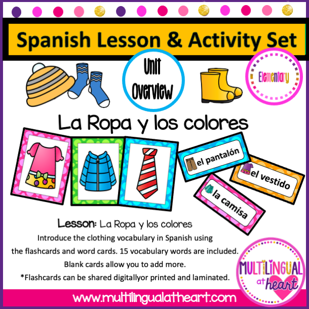 La Ropa Clothing in Spanish, Colors in Spanish, Picture Talks