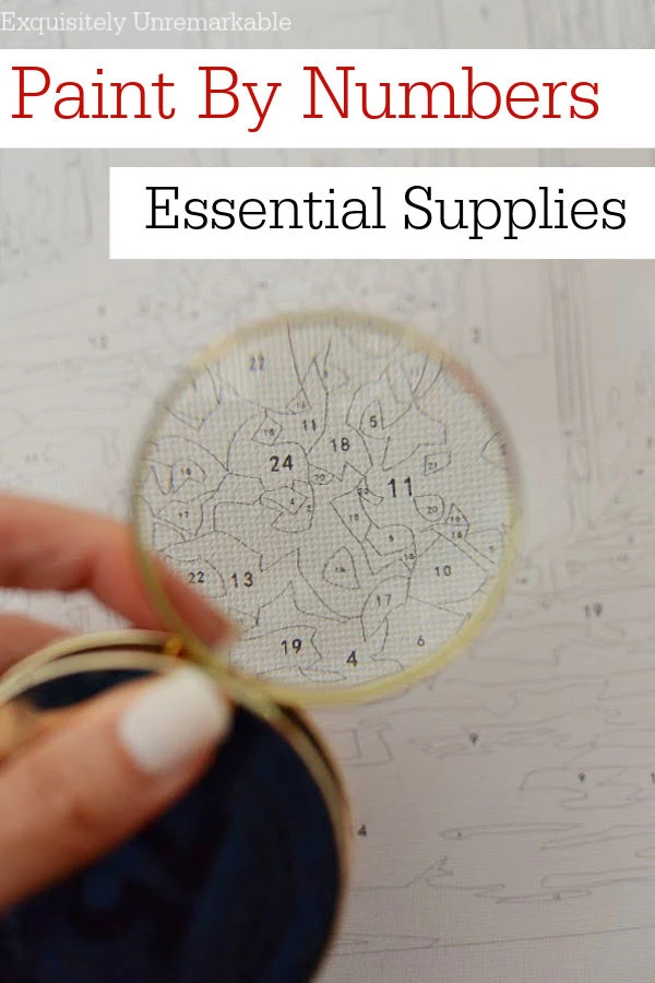 Paint By Numbers Essential Supplies Pin photo of magnifying glass on canvas