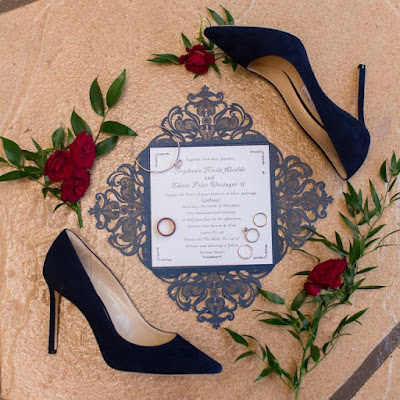 wedding invitation and shoes