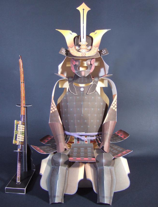 PAPERMAU Complete Miniature Samurai Armor Paper Model With Katanaby