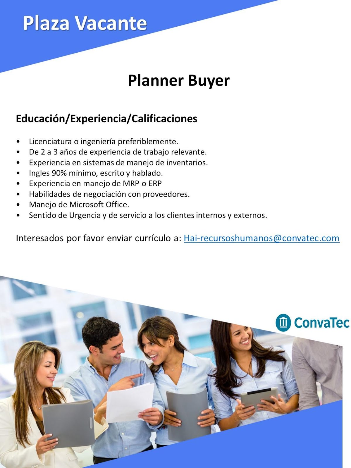 PLANNER BUYER CONVATEC Empleos Rodriguez Empleos Rodriguez