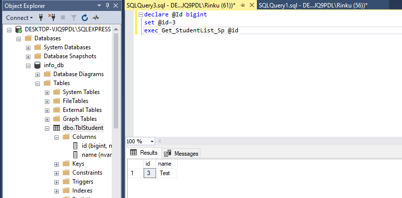 valentina studio sql server execute stored procedure