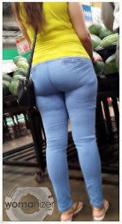 Bella mujer jeans apretados buenas nalgas