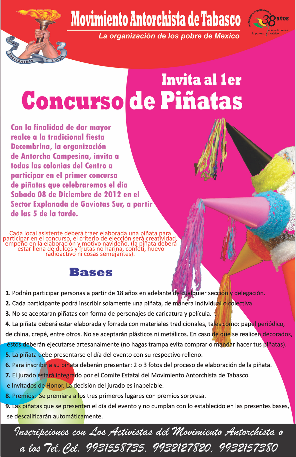Movimiento Antorchista de Tabasco CONCURSO DE PIÑATAS EN EL MUNICIPIO
