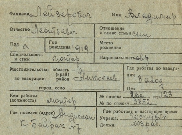 архив эвакуированных