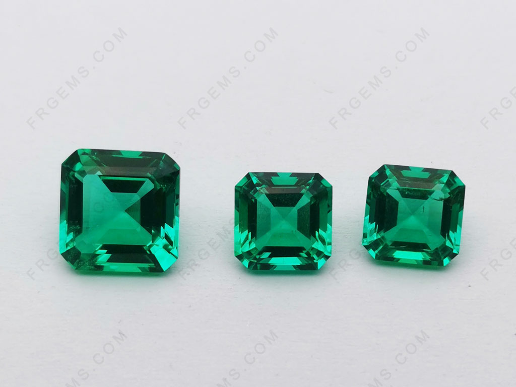 Hydrothermal Lab Emerald Green Columbia Green color Asschercut 10x10mm