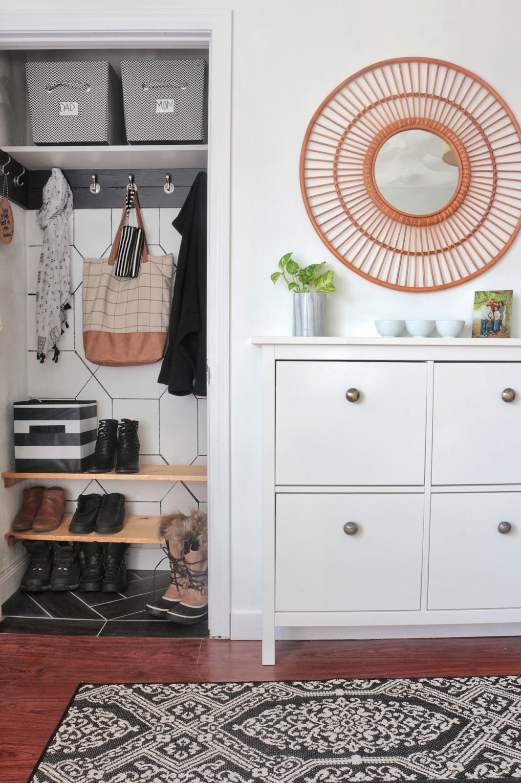 closet and entryway organization with a mini command center closet and entryway organization with a mini command center