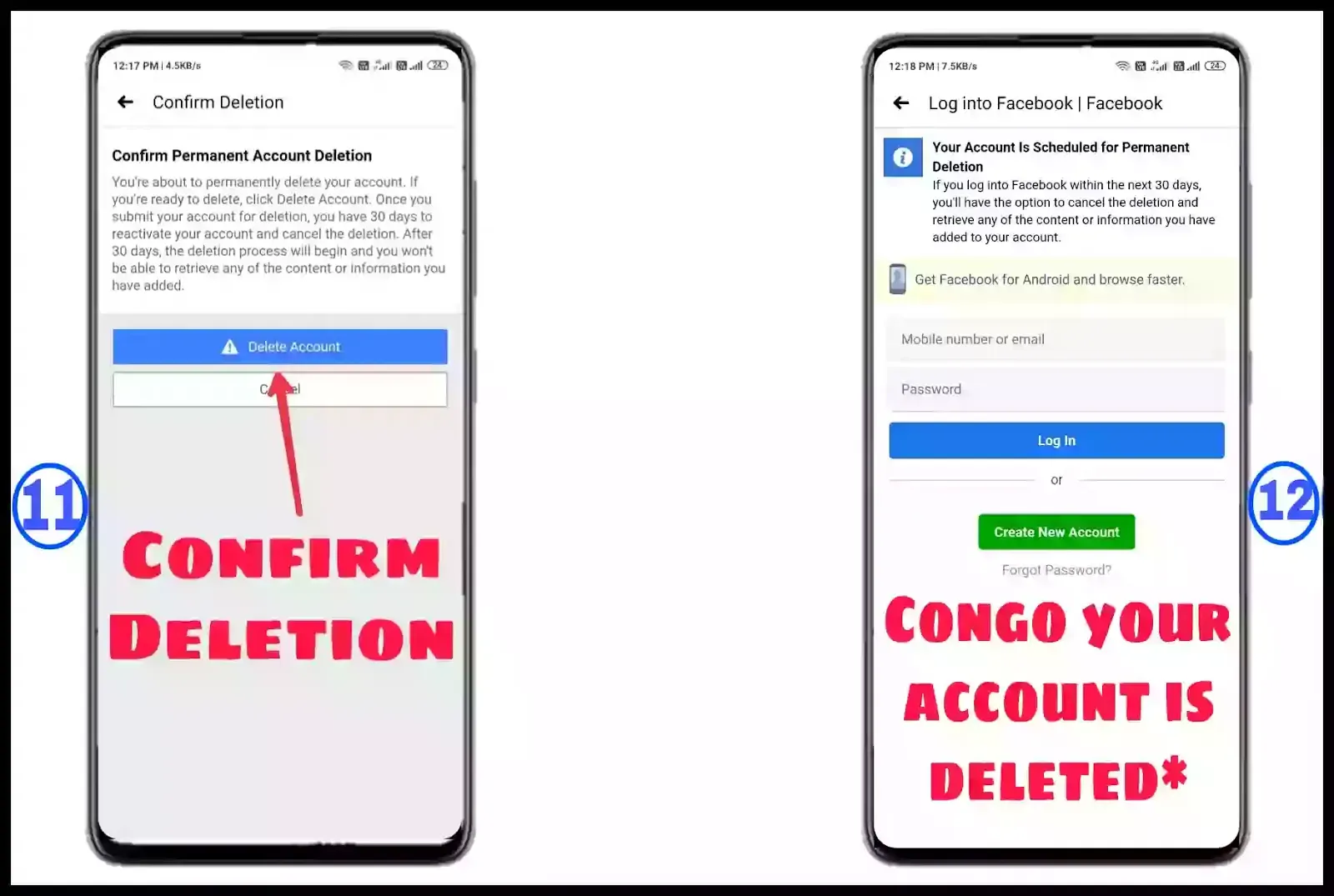 How to Delete Facebook Account Permanently On Mobile App ( Android or iPhone)