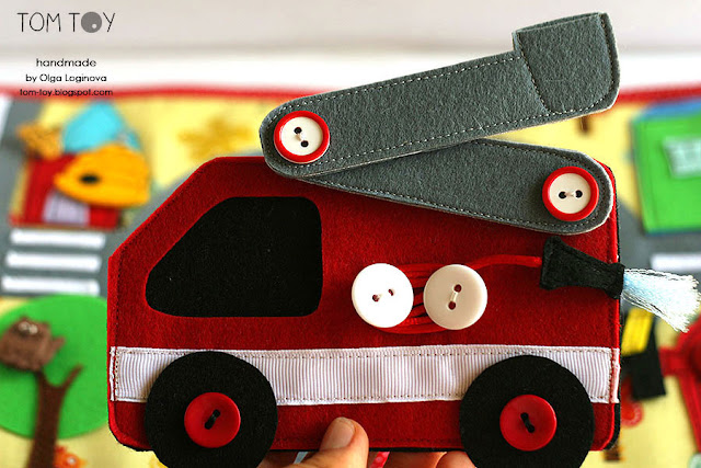 Handmade quiet book for Diezel, fire station themed busy book