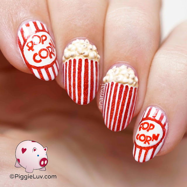 PiggieLuv: Popcorn nail art