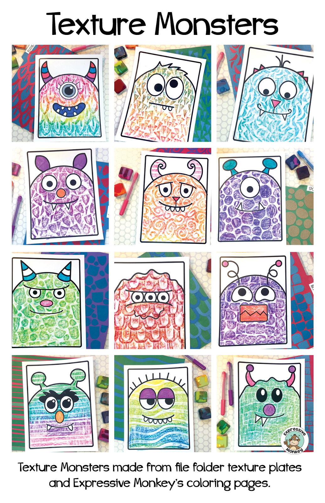 Monster File Folder Texture Plates Expressive Monkey