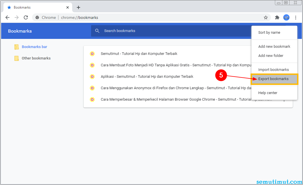 Cara Export Bookmark Google Chrome (+Import ke Firefox) SemutImut Tutorial Hp dan Komputer