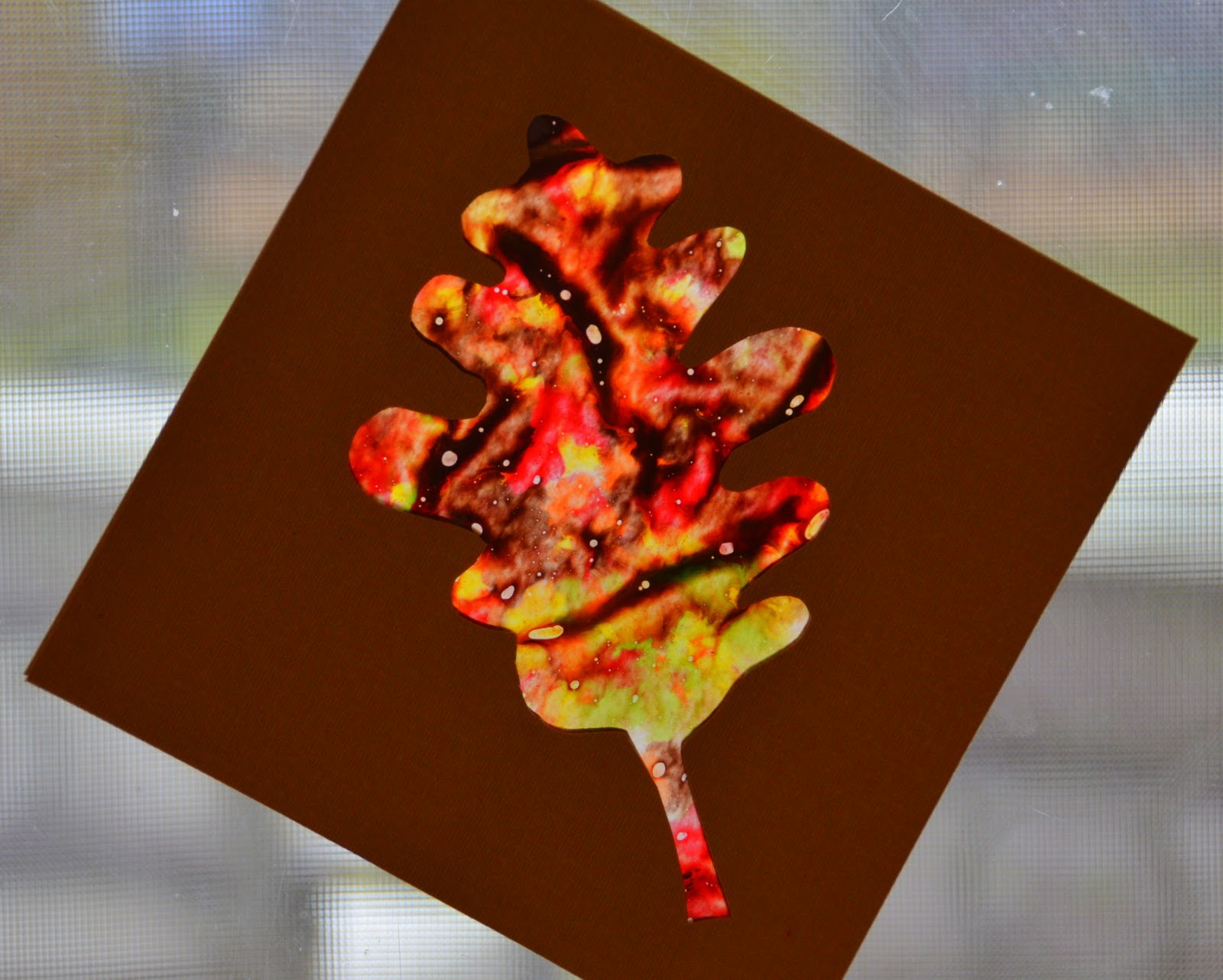 Craft Lovin' Mama Melted Crayon Stained Glass Window Leaves