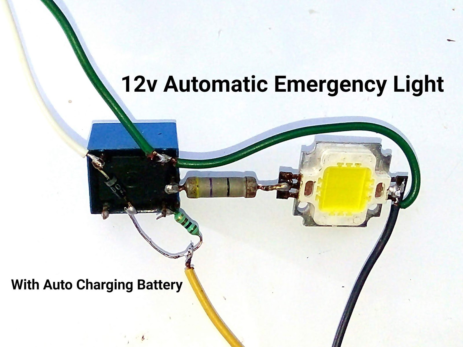 12 Volt Automatic Emergency Light Circuit Diagram.