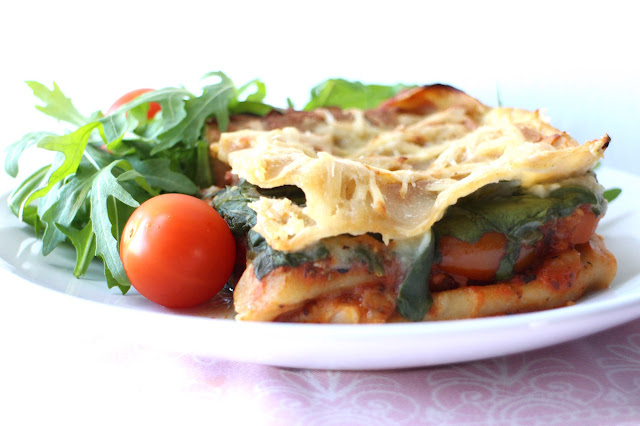 Vegan Roasted Vegetable and Spinach Lasagne