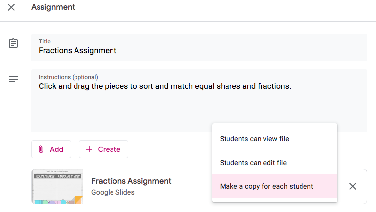 google classroom assignment copy for each student