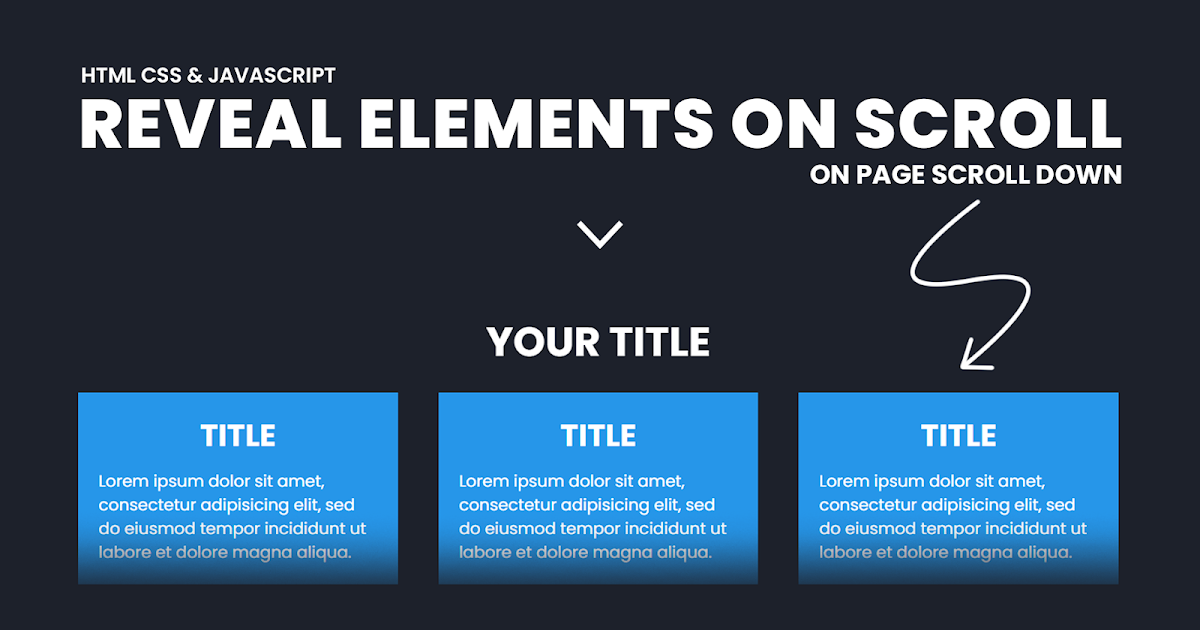 Reveal site Elements On Scroll On Page Scroll Down Using HTML