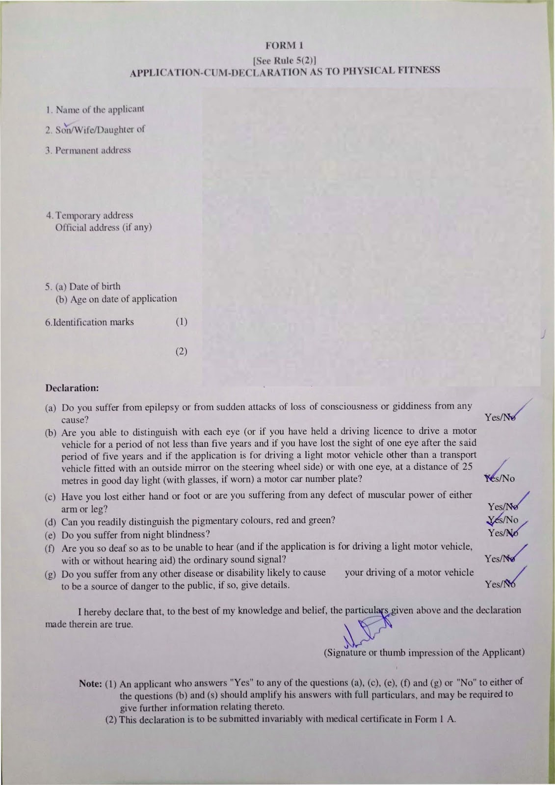 Download LLR Self Declaration with How to fill self declaration form Full Details MM Brothers