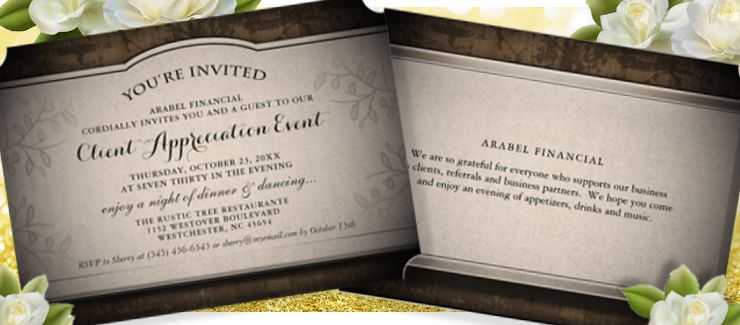 rustic corporate client appreciation event invitation customer appreciation event invitation