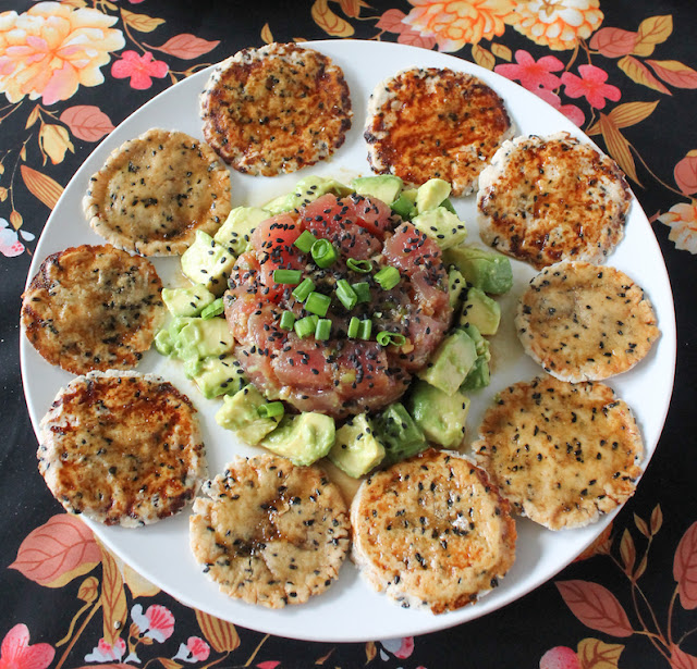 Food Lust People Love: Ginger Sesame Tuna Tartare is a light and flavorful starter made with good quality tuna, marinated briefly in ginger, soy, sesame oil, rice vinegar and honey. Sprinkle on some black sesame seeds for color and crunch.