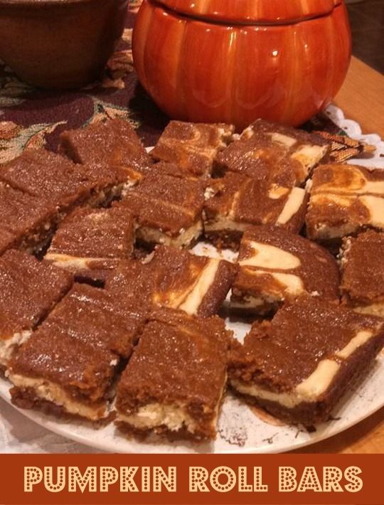 One Momma Saving Money Pumpkin Roll Bars recipe