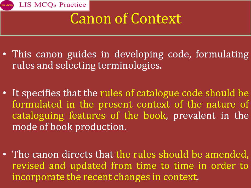Normative Principles (Canons) of Cataloguing