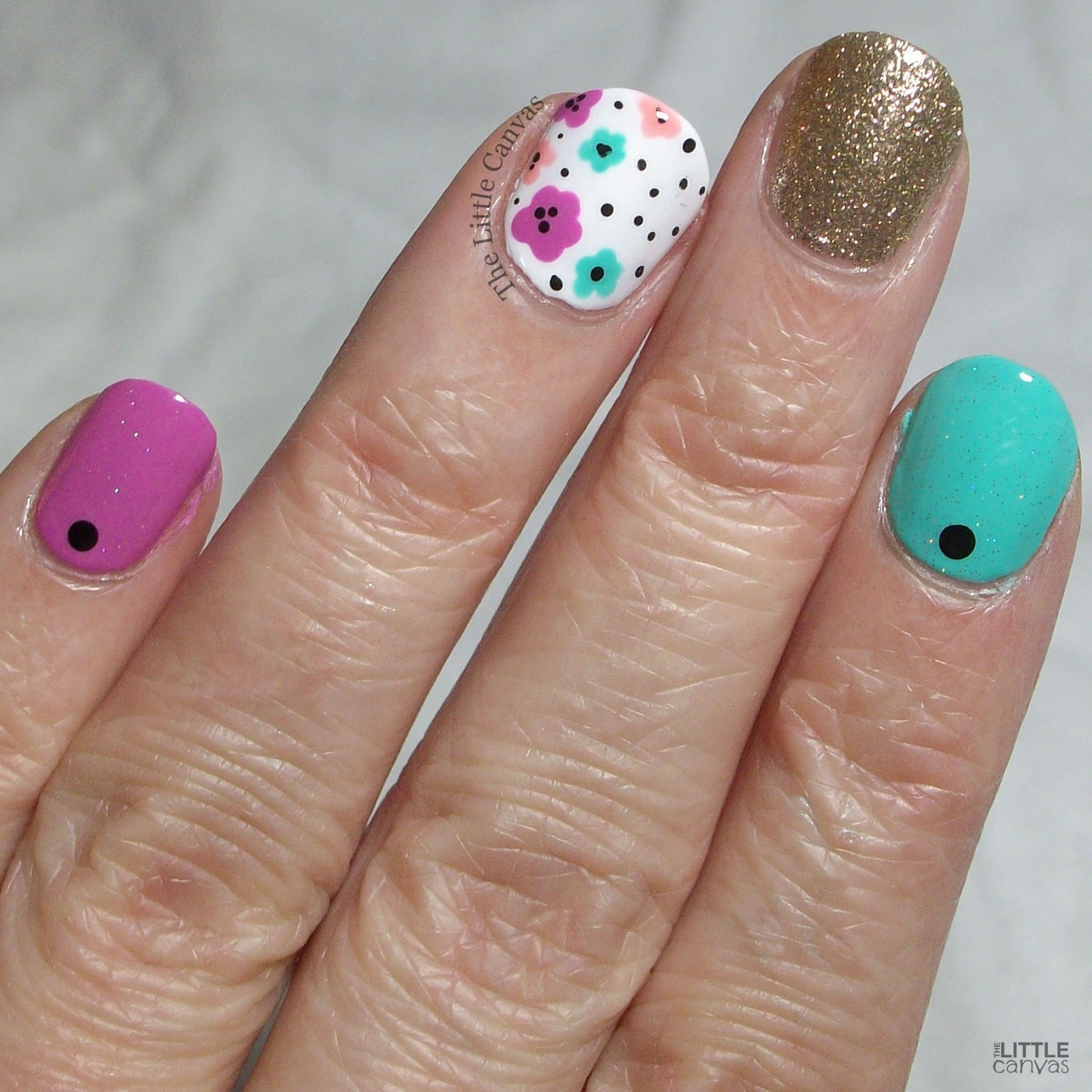 The One With the Neon Dot Flower Manicure - The Little Canvas