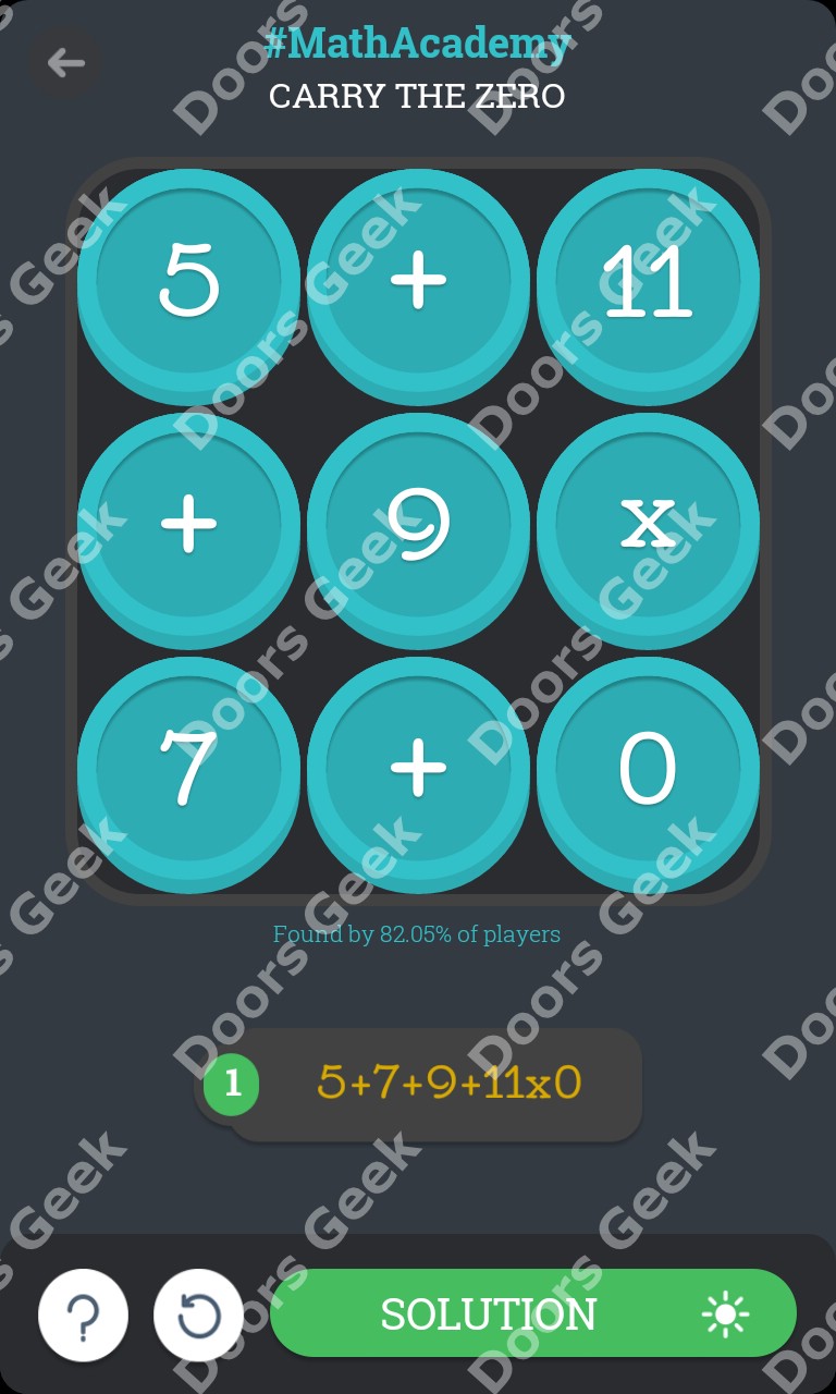 Math Academy "Carry the Zero" Solution/Answers Doors Geek