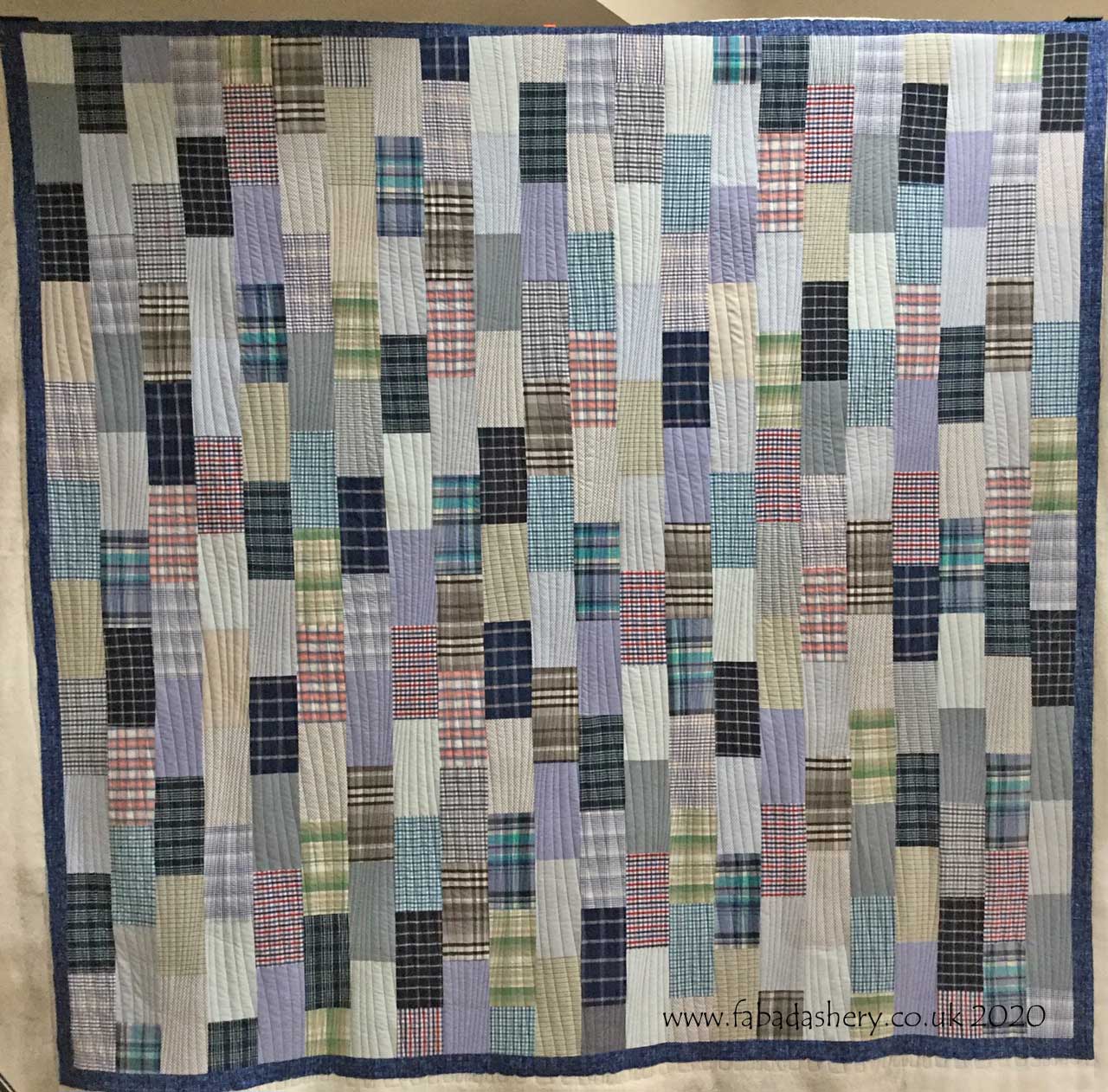 Fabadashery Longarm Quilting Memory Quilt made from shirts. Made by