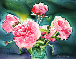 peony pink watercolor yupo magic painting peonies sold stenberg kim dark