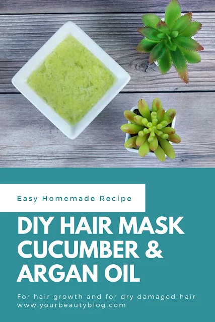 How to make a DIY hair mask for growth and for dry hair. This easy deep conditioning hair mask has egg, cucumber puree, and argan oil. It's for that is damaged and growth for your hair. This is hydrating and moisturizing for dry damaged hair. This homemade hair mask is dual purpose for growth homemade and deep conditioning homemade. The vitamins and minerals are for breakage. Damaged deep conditioning recipes to keep your hair looking great. #diyhairmask #hairmask #cucumber