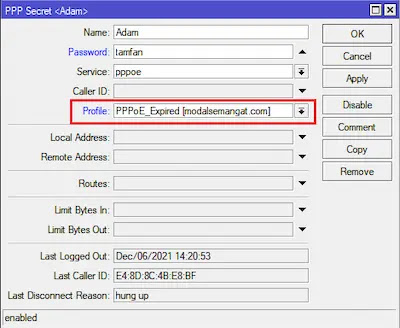 Isolir Pelanggan PPPoE Mikrotik