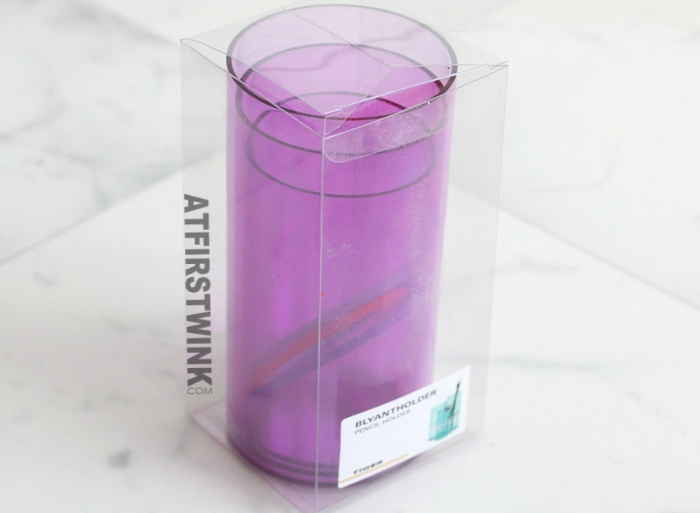Flying Tiger purple transparent pencil holder | paarse transparante pennenbakje koker