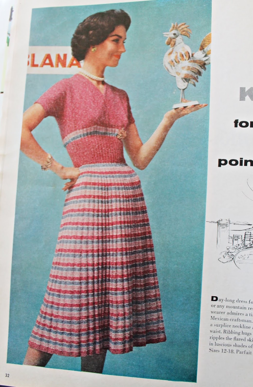 Free Pattern 1950s Parfait Stripe Dress Knitting Pattern