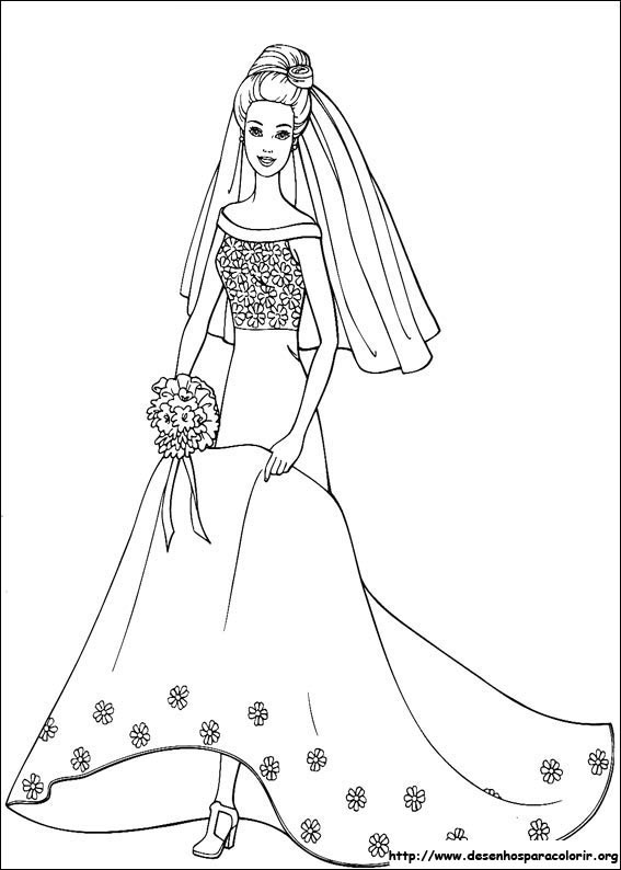 Coloring pages for kids free images: BRIDE BARBIE DRAWINGS COLORING PAGES
