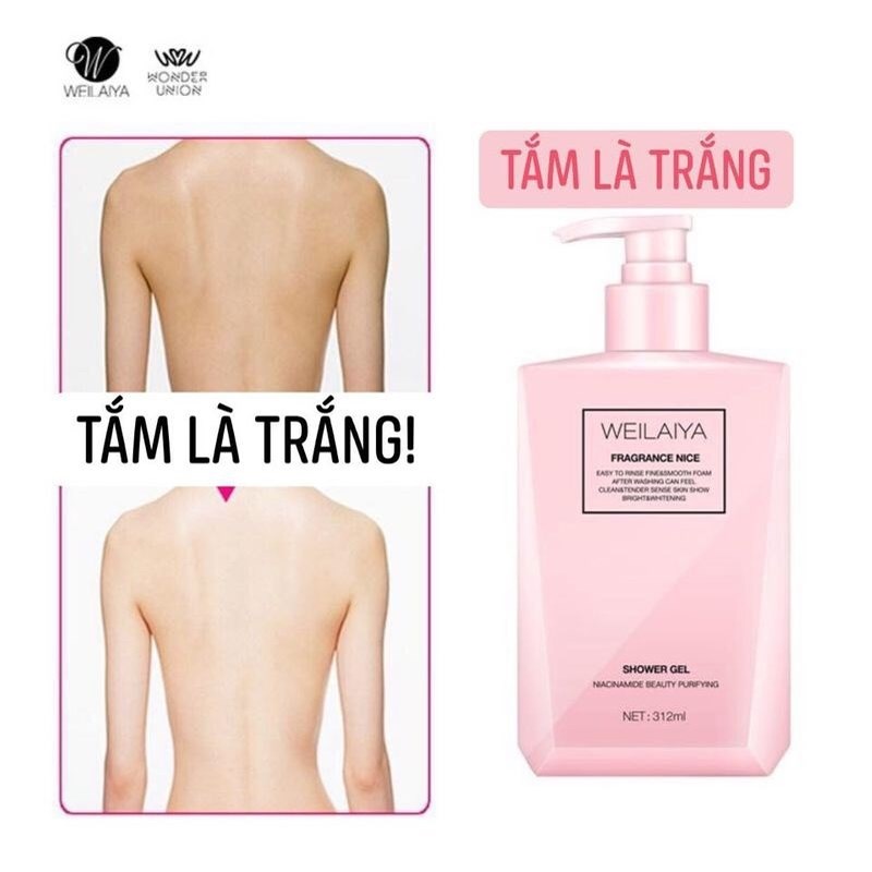 Sữa tắm dưỡng trắng da Weilaiya 312ml Sữa tắm dưỡng trắng da Weilaiya 312ml