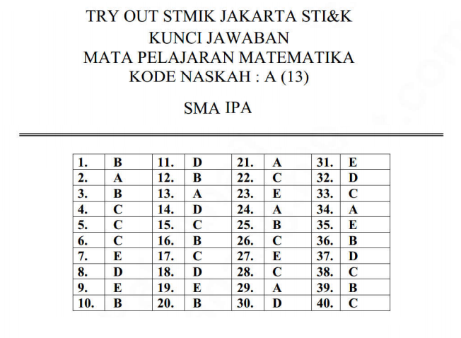 Kunci Jawaban Matematika Paket C 2019 Gudang Kunci