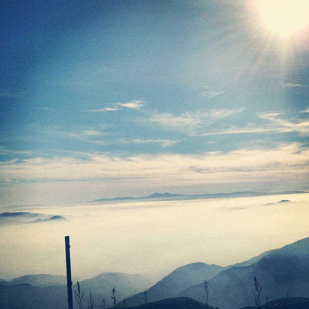 fog and clouds above the mountains