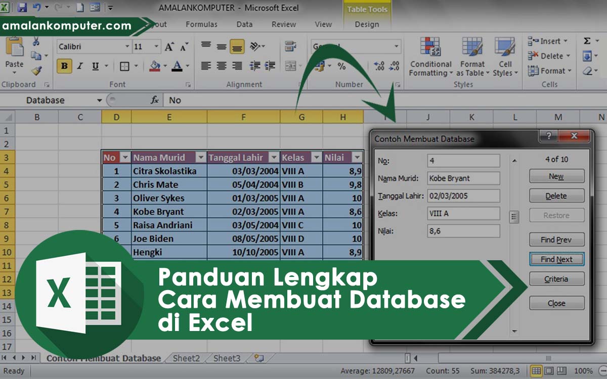 CARA BANGUN DATA BASE DENGAN EXCEL