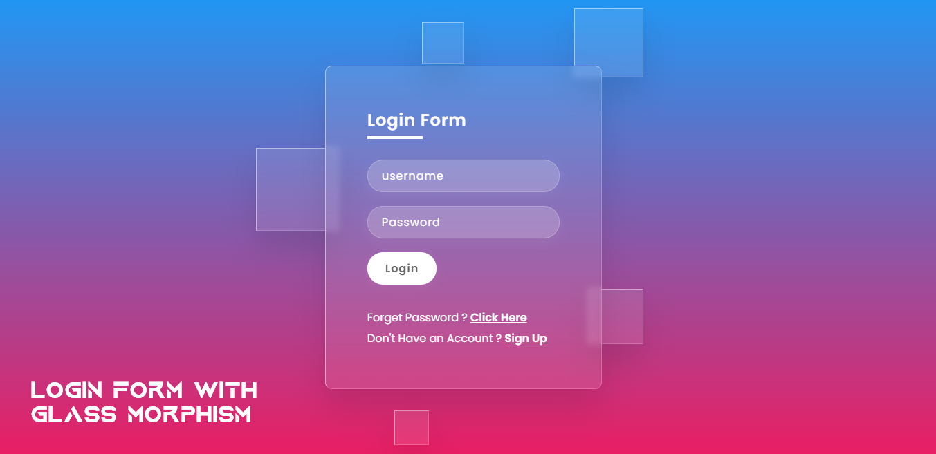 Animated Login Form using HTML CSS | Glass morphism - CodingINDIA ...