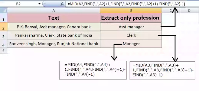 excel MID function with FIND function in hindi