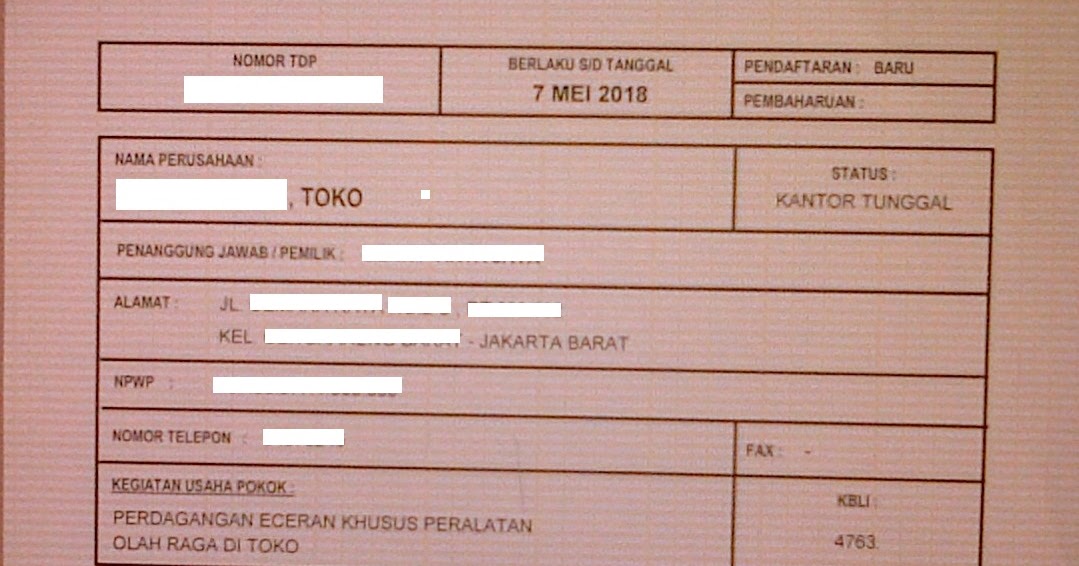 Pelayanan Terpadu Satu Pintu Jakarta Barat: TDP (Tanda 